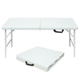 thumbnail image 1 of Gzxs 4FT Folding Table, Indoor Outdoor Heavy Duty Table with Carrying Handle, Portable Plastic Fold up Table for Picnic/Party/Camping/Office/School (White), 1 of 7