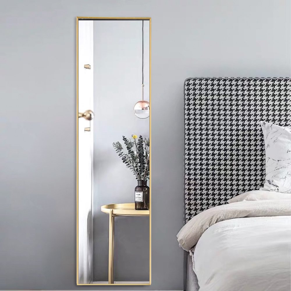 Gzxs 50"x14" Full Length Wall Mirror, Over The Door Mirror Full Length