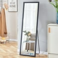 thumbnail image 1 of Gzxs 57.9"x18.1" Full-Length Floor Mirror with Standing Holder and Solid Wood Frame in Black, Standing/Hanging/Wall-Mounted Dressing Mirror for Bedroom Locker Room, 1 of 9