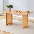 thumbnail image 1 of Gzxs 59 Inch Wood Dining Table, Traditional Writing Work/Study Computer Desk with Rattan Decorated Legs for Home Office & Bedroom, Modern Kitchen Dinner Tables for 4, Easy Assembly, Natural, 1 of 9