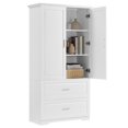 thumbnail image 1 of Gzxs 63.2" H Tall Storage Cabinet with 2 Doors &Adjustable Shelf & 2 Large Drawers, White Storage Cabinet Freestanding Cupboard for Dining Room, Living Room, Home Office, 1 of 8