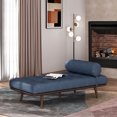 thumbnail image 1 of Gzxs 64" Chaise Lounge, Mid Century Modern Fabric Upholstered Sleeper Reclining Sofa with Round Pillow for Living Room Bedroom Lounge (Navy Blue), 1 of 10
