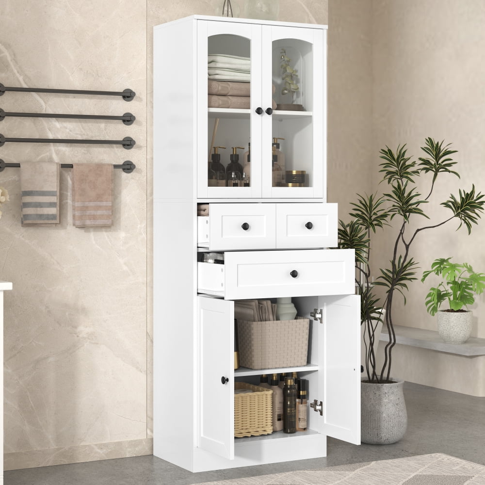 Gzxs 66.9" Tall Bathroom Cabinet, Freestanding Floor Storage Organizer ...
