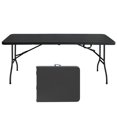 thumbnail image 1 of Gzxs 6ft Plastic Folding Table, Indoor Outdoor Heavy Duty Portable w/Handle, for Picnic, Party, Camping - Black, 1 of 7