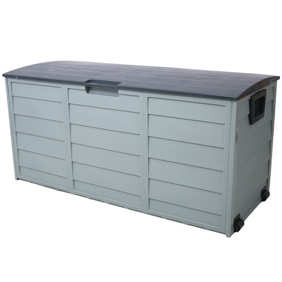 Gzxs 75 Gallon Outdoor Storage Deck Box on Wheels, All Weather Sun-proof Moveable Patio Storage Box Chest for Patio Furniture Outdoor Cushions,Garden Tools and Pool Toys (Gray)
