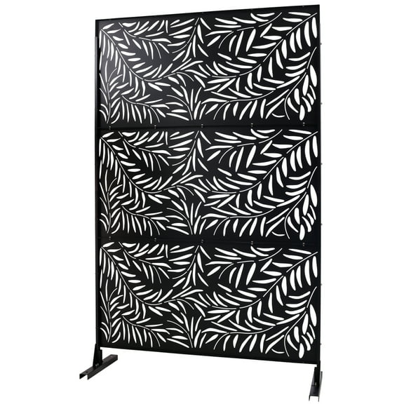 Gzxs 76" H x 48" W Freestanding Privacy Screen Room Divider with Stand, Home Décor Hedge Fence Backdrop Stand for Room Office Restaurant (Black)