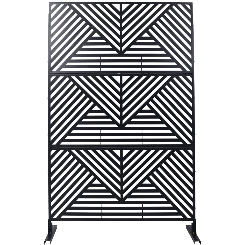 76" Black Metal Freestanding Privacy Screen for Indoor & Outdoor Use