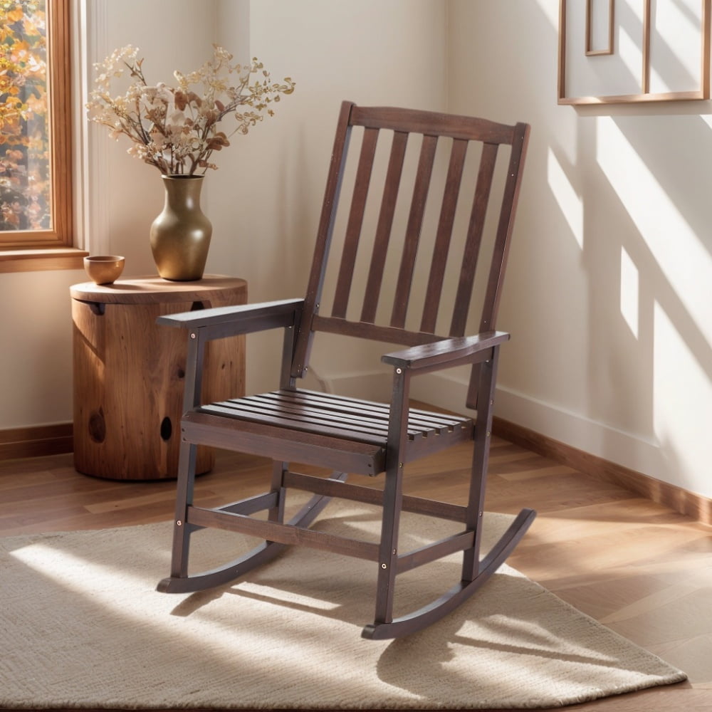 Gzxs Acacia Wood Outdoor Rocking Chair, Weather-Resistant Patio Rocker ...