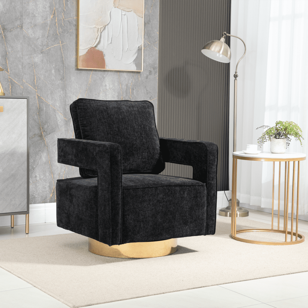 Gzxs Accent 360° Swivel Club Chairs with Gold Metal Base and