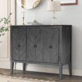 thumbnail image 1 of Gzxs Accent Cabinet, Wooden Storage Cabinet with 3 Doors, Mid Century Modern Sideboard Buffet Cabinet with Storage Shelves, for Living Room Entryway Office, Gray, 1 of 10