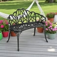 thumbnail image 1 of Gzxs Bench - Weatherproof Cast Aluminum Garden Bench, Patio Loveseat for Porch Garden Lawn Backyard Park Balcony (Black), 1 of 7