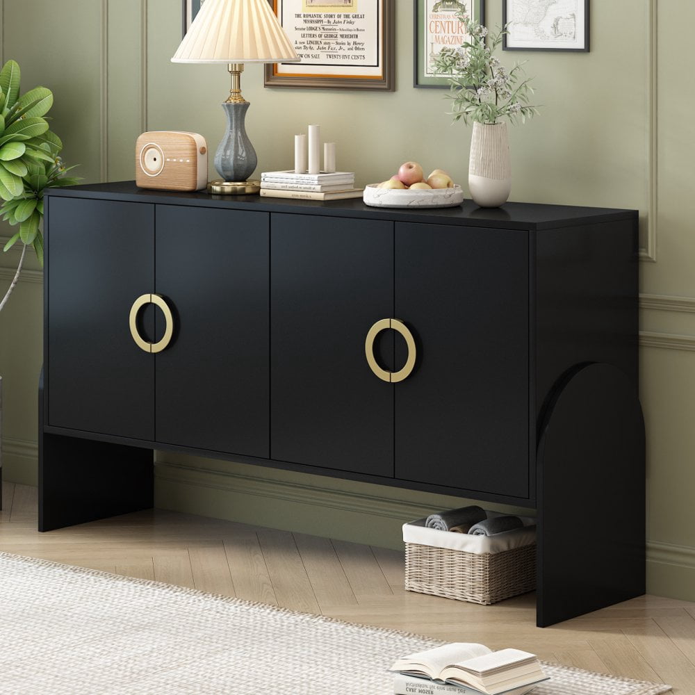 Gzxs Black Accent Cabinet, Mid Century Modern Sideboard Buffets Cabinet ...