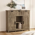 thumbnail image 1 of Gzxs Buffet Cabinet with 3 Drawers, 31.1" Coffee Bar Cabinet Farmhouse Kitchen Cupboard with 2 Doors, Adjustable Shelves and Open Storage, for Entryway Dining Room Living Room, Gray, 1 of 6