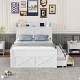 thumbnail image 1 of Gzxs Captain Bed, Full Size Wooden Platform Bed Frame with Twin Trundle & 3 Drawers, Storage Headboard & Charging Station, Space-Saving Design, White, 1 of 10