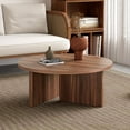 thumbnail image 1 of Gzxs Coffee Table in Walnut Finish, 31.5 Inch Accent Round Center Cocktail Table for Living Room Home Office Bedroom Apartment, 1 of 9