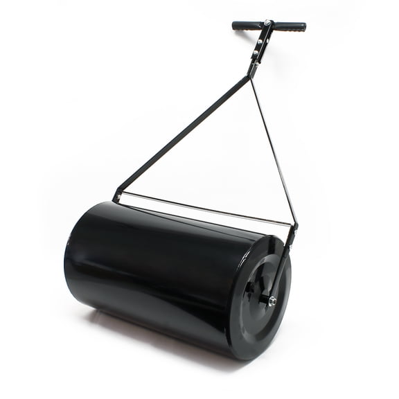 Gzxs Combination Push/Tow Poly Lawn Roller with Easy-Turn Tethered Plug, 14 by 24", 60L/16 Gallon Sand/Water Filled, Black