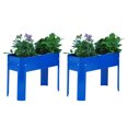 thumbnail image 1 of Gzxs Elevated Garden Beds Set of 2, Outdoor Metal Planter Box Raised Beds with Legs and Drainage Holes for Vegetable Flower Herb, Standing Gardening Box for Backyard/Balcony/Patio/Deck, Blue, 1 of 10