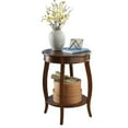 thumbnail image 1 of Gzxs End Table, 2 Tier Round Side Table with Storage Shelf, Modern Farmhouse Nightstand Bedside Table Accent Table w/ Curved Legs for Living Room Bedroom Small Space, 18 Inch, Walnut, 1 of 8