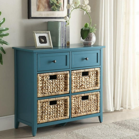 Gzxs Entryway Table with Storage, 30" Narrow Console Table with 6 Drawers, Accent Couch Table Behind Sofa for Living Room Hallway Entrance Foyer (Teal)