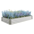 thumbnail image 1 of Gzxs Galvanized Raised Garden Bed, Rectangular Metal Ground Planter Box, Outdoor Planter Raised Beds for Vegetables Flowers Herbs Fruits, 7.6x3.7x1 FT, Silver, 1 of 10