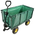 thumbnail image 1 of Gzxs Heavy Duty 880 lbs Capacity Mesh Steel Garden Cart, Folding Utility Wagon with Removable Sides, Cart Liner, Storage Basket and 10" Large Wheels (Green), 1 of 10