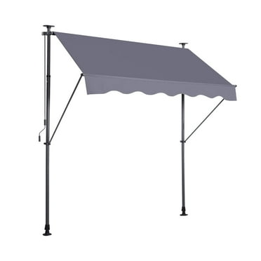 Gzxs Manual Retractable Awning, 79" Outdoor Retractable Patio Awning Sunshade Shelter, Adjustable Patio Door Window Awning Canopy for Backyard, Garden, Balcony (Gray)