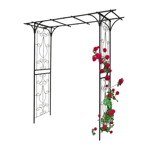 Gzxs Metal Arch Archway for Wedding Ceremony Party, 80.3"L x 20.47"W x 81.1"H, Steel Garden Trellis for Plant Climbing, Christmas Holiday Decorations for Garden, Backyard, Lawn (Black)