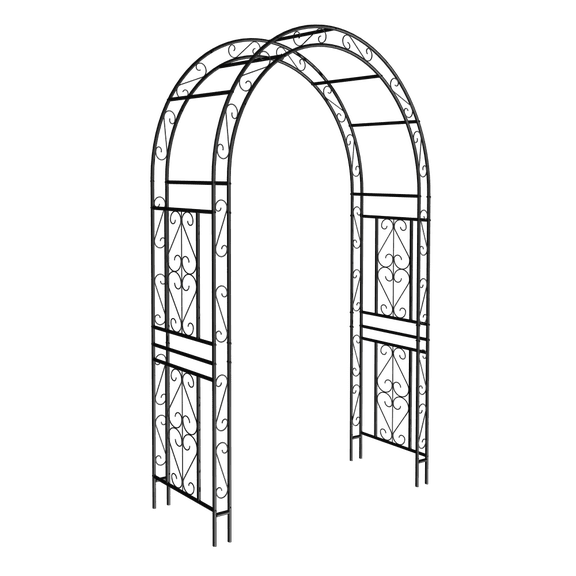 Gzxs Garden Arch Trellis, Metal Galvanized Outdoor Arbor for Climbing Plants like Roses, Ivy, Morning Glory, or Jasmine - 59"L x 17.71"W x 90.55"H (Black)