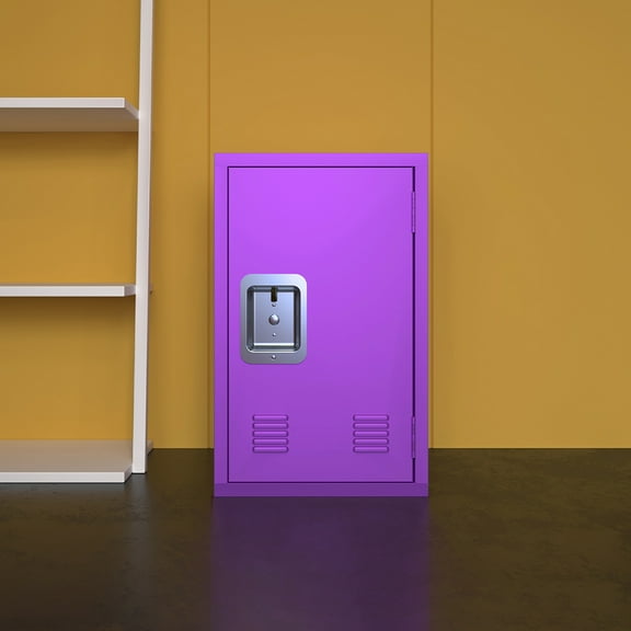 Gzxs Metal Locker, Lockable Storage Cabinet with 1 Door, 24" H Small Locking Cabinet for Kids Employees, Locker Organizer for Home, Bedroom, School, Office (Purple)