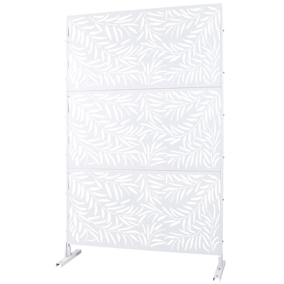 Gzxs Metal Privacy Screen with Stand, 76"H x 48"W Outdoor Freestanding Privacy Screen & Panels, Outdoor Privacy Screen for Deck Patio Balcony (White, 1 Pack)