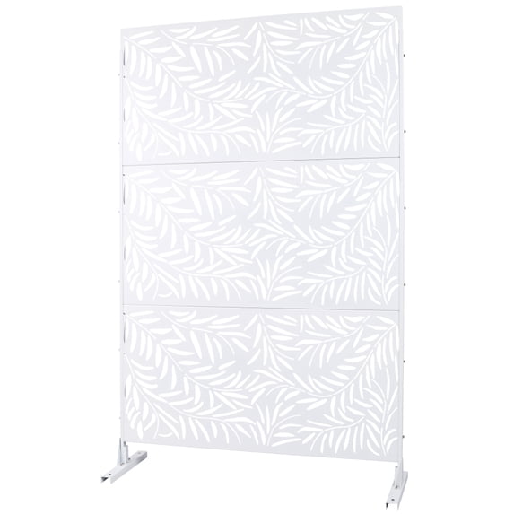 Gzxs Metal Privacy Screen with Stand, 76"H x 48"W Outdoor Freestanding Privacy Screen & Panels, Outdoor Privacy Screen for Deck Patio Balcony (White, 1 Pack)