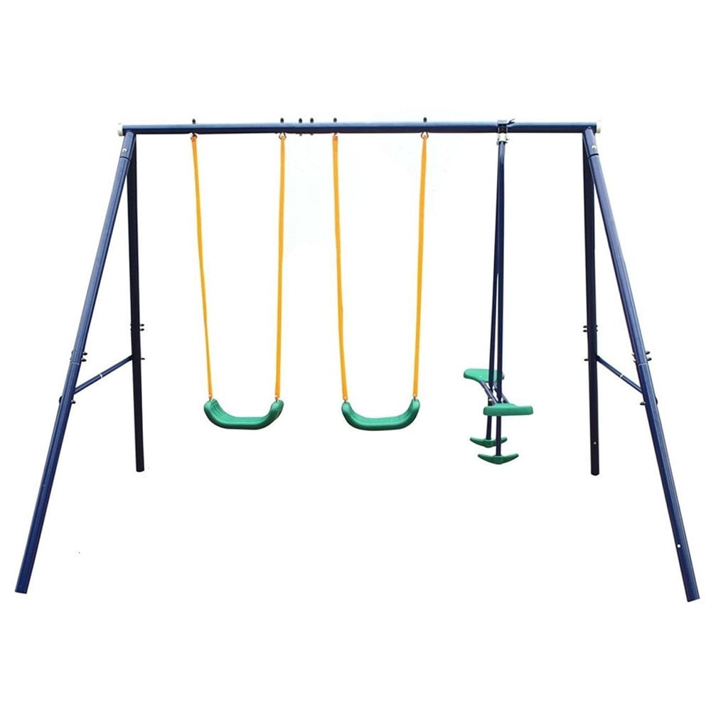 Son and daughter 2点set Gzxs Metal Swing Set for Backyard for Kids, 2 Seats and 1 Swing