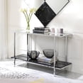 thumbnail image 1 of Gzxs Mirrored-Top Console Table, 2 Tier Entryway Table with Faux Marble Finish Shelf and Chrome Metal Frame, 48"L Narrow Sofa Table for Entryway, Living Room, Hallway, Foyer, Office, Black, 1 of 5