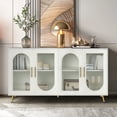 thumbnail image 1 of Gzxs Modern Buffet Cabinet with Storage, 60"W Large Sideboard Buffet Cabinet with 4 Glass Doors, Wood Coffee Bar Cabinet for Kitchen Entryway Dining Room, Antique White, 1 of 9