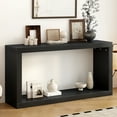 thumbnail image 1 of Gzxs Modern Minimalist Entryway Console Table, Accent Square Shaped Sofa Table with Bottom Shelf for Hallway Living Room Foyer Corridor, 59.6"L x 15.7"W x 30.3"H, Black, 1 of 8