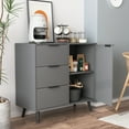 thumbnail image 1 of Gzxs Modern Storage Cabinet, 31.5" Wooden Buffet Sideboard with 3 Drawers & Adjustable Shelf, Single Door Accent Side Cabinet Cupboard, Gray, 1 of 8