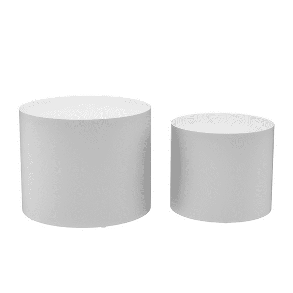 Gzxs Nesting Coffee Tables Set of 2, (19" & 15") Wooden Round Side Table for Living Room, White