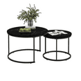 thumbnail image 1 of Gzxs Nesting Coffee Tables Set of 2, Round Coffee Table for Living Room, Wood Coffee Tables with Sturdy Metal Frame, Black, 1 of 7