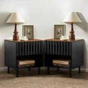 Gzxs Nightstands Set of 2, Modern Bedside Tables with 1 Drawer and Open Shelf, for Bedroom Living Room Dorm Sofa Couch Office Corner Black+Brown
