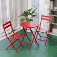 thumbnail image 1 of Gzxs Outdoor Patio Bistro Set, Folding Round Table and Chairs Set, 3 Piece Foldable Garden Furniture Set, Space Saving Design, Red, 1 of 6