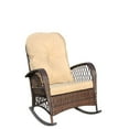 thumbnail image 1 of Gzxs Outdoor Patio Rocking Chair - Wicker Rattan Rocker Chair with Steel Frame for Front Porch, Backyard, Balcony, Poolside and Garden (Brown), 1 of 7