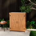 thumbnail image 1 of Gzxs Outdoor Potting Bench with Metal Tabletop, Outdoor Wooden Storage Cabinet with Magnetic Door, Double Doors Garden Work Station Table for Backyard, Patio, Lawn - Light Brown, 1 of 1