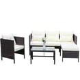 thumbnail image 1 of Gzxs Outdoor Sectional Furniture, 4 Pieces Patio PE Rattan Wicker Sofa Set, All Weather Patio Conversation Set with Cushions and Coffee Table for Deck, Lawn and Pool (Brown/Beige), 1 of 10