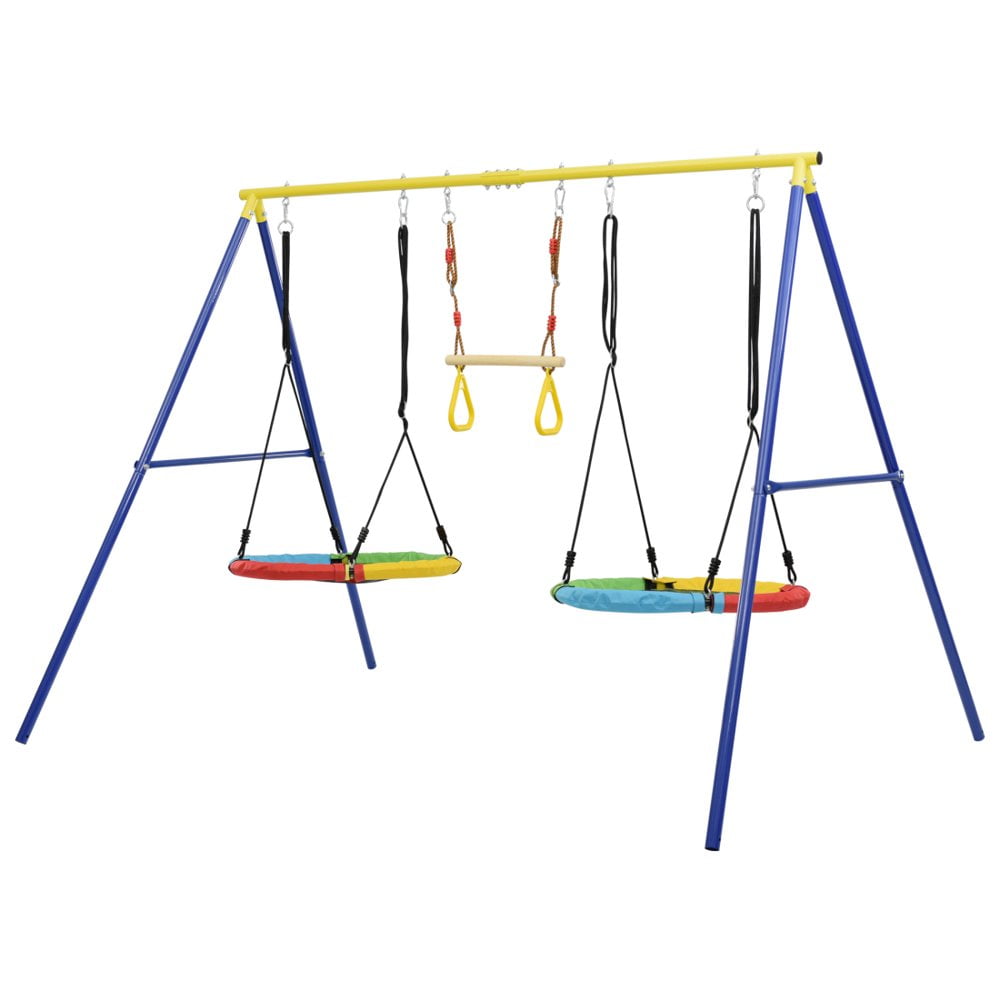 Gzxs Outdoor Toddler Saucer Swing Set for Backyard, Playground Tree Swing Sets with Steel Frames