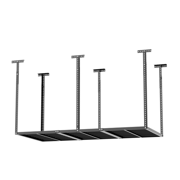Gzxs Overhead Garage Storage Rack 3x6’Ceiling Mounted Shelving, Adjustable Hanging Organizer, Heavy Duty Steel, Holds 750 Pounds, 24-40 in, Black