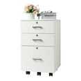 thumbnail image 1 of Gzxs Rolling Filing Cabinet with Lockable Wheels, White Wood Filing Cabinet with 3 Drawers and Keys for Home Office, 1 of 9