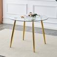 thumbnail image 1 of Gzxs Round Glass Dining Table with Golden Metal Legs, 40 Inch Modern Circle Kitchen Table, Dining Room Table for 4-6, Easy to Assemble, 1 of 7