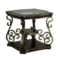 thumbnail image 1 of Gzxs Rustic End Desk, Traditional 26.3" Square Side Table w/ Wood Middle Shelf, Metal Frame, Clear Glass Top, Brown, 1 of 8
