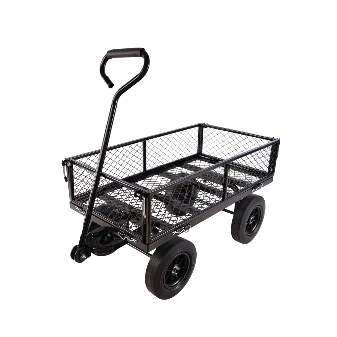 Black Solid Wheels Garden Cart Wagon for Outdoor Use