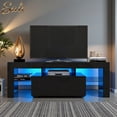 thumbnail image 1 of Gzxs 51.2" LED TV Stand with RGB Light & Remote Control – 16 Colors & 4 Dynamic Modes, Modern Media Console Entertainment Center Fits 32-55" TVs, Black, 1 of 11